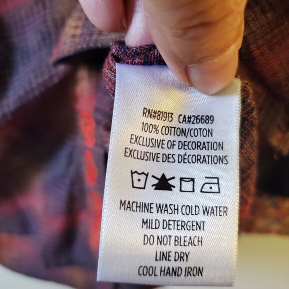 Robert Graham Tailored Fit Autumn Plaid Embroidered Long Sleeve Button Down Sz L - Picture 10 of 11